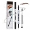 Crayon à sourcils liquide 2 en 1, Stylo à sourcils double pointe, 3D Crayon à sourcils liquide longue tenue, Cosmétique pour ...