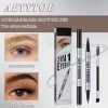 Crayon à sourcils liquide 2 en 1, Stylo à sourcils double pointe, 3D Crayon à sourcils liquide longue tenue, Cosmétique pour ...