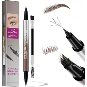 2-en-1 Crayon à Sourcils Effet Poil à Poil - Microblading avec Pointe 4D & 0,1mm, Imperméable & Sans Bavure, Brosse Incluse ...