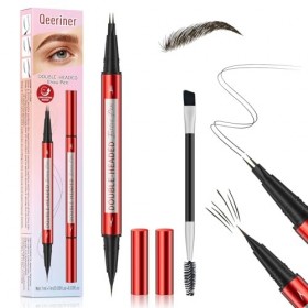 Crayon Sourcils Waterproof, Double Feutre sourcil Microblading Précision UltraFine, Effet Naturel, Longue Tenue, Brosse Inclu