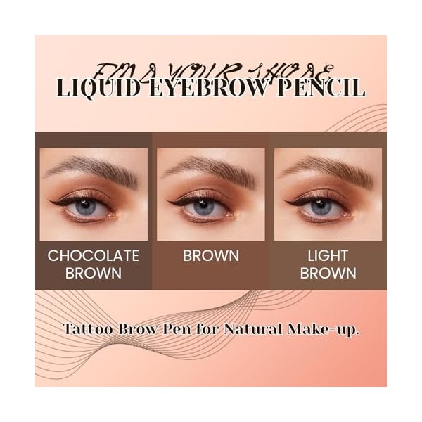 U-Shinein 3D Microblading - Crayon à sourcils - Imperméable et longue durée - Avec 4 micro pointes pour maquillage naturel - 