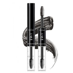Double Head Eyebrow Gel 2 en 1, Crayon Sourcils Waterproof Longue Durée, Noir & Clair Teinture Sourcil Gel, Séchage Rapide 3D
