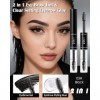 Double Head Eyebrow Gel 2 en 1, Crayon Sourcils Waterproof Longue Durée, Noir & Clair Teinture Sourcil Gel, Séchage Rapide 3D