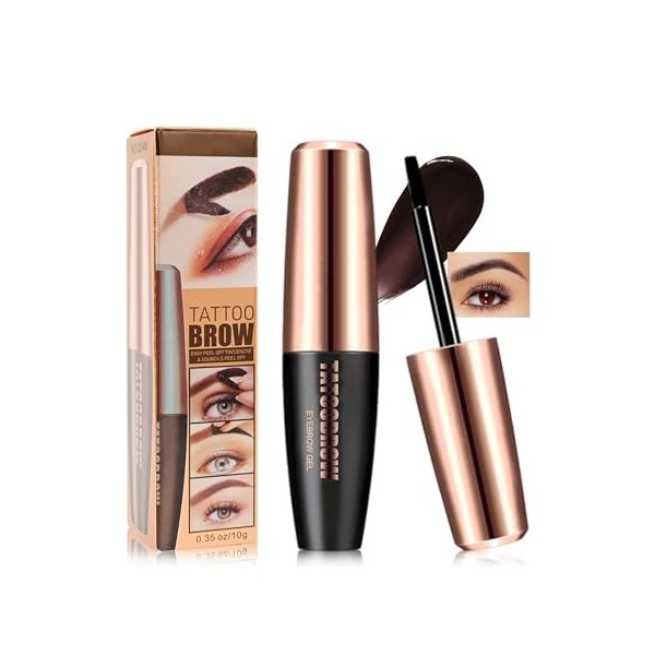 Gel Sourcils Peel Off, Gris-Marron Teinture Sourcils Tattoo Longue Durée, Waterproof et Anti-transfert, Durée de Vie de 3 Jou...