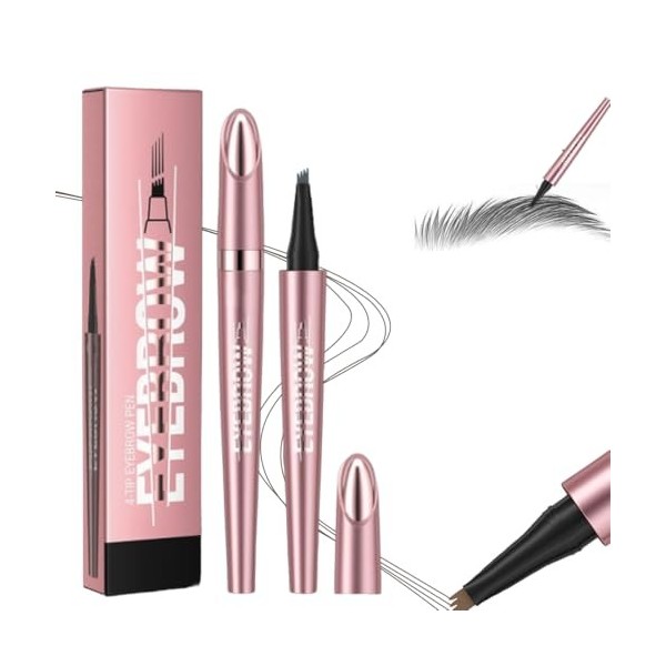 Crayon à Sourcils 3D Magique Waterproof, Micro Crayon à 4 Pointes Fourchette, pour un aspect naturel et des sourcils définis ...