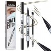 MOTIBACK Double tête Crayon Sourcil Micro-Fourchu à 2 Pointes Livré avec une brosse à sourcils et à cils - Imperméable Transp