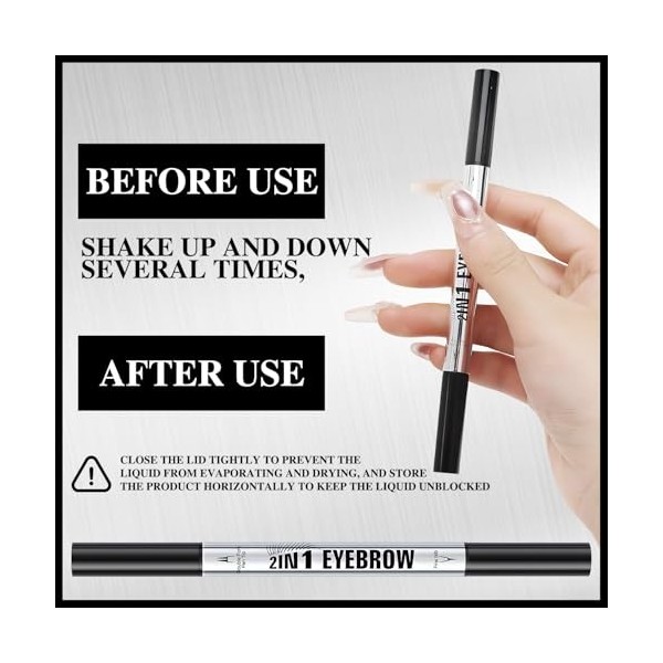 MOTIBACK Double tête Crayon Sourcil Micro-Fourchu à 2 Pointes Livré avec une brosse à sourcils et à cils - Imperméable Transp