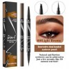 MOTIBACK Double tête Crayon Sourcil Micro-Fourchu à 4 Pointes Livré avec une brosse à sourcils et à cils - Imperméable Transp