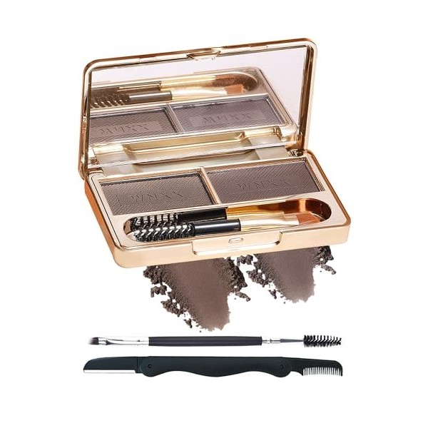 Eyebrow Powder Kit Waterproof,2 Couleurs Eyebrow Powder Palette,à Sourcils Longue Tenue Sourcil Maquillage Poudre Palette a S...