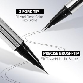 Apooliy Stylo à sourcils imperméable, set de brosses et stylo à sourcils à double extrémité, crayon liquide ultra-précis pour
