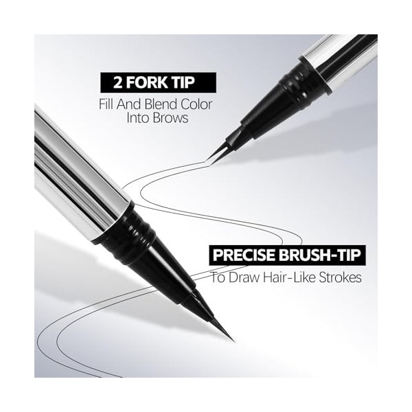 Apooliy Stylo à sourcils imperméable, set de brosses et stylo à sourcils à double extrémité, crayon liquide ultra-précis pour