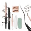 Prreal Microblading Lot de 2 stylos à sourcils 2 en 1 à double extrémité, avec brosse spirale, noyau remplaçable, rasoir à so...