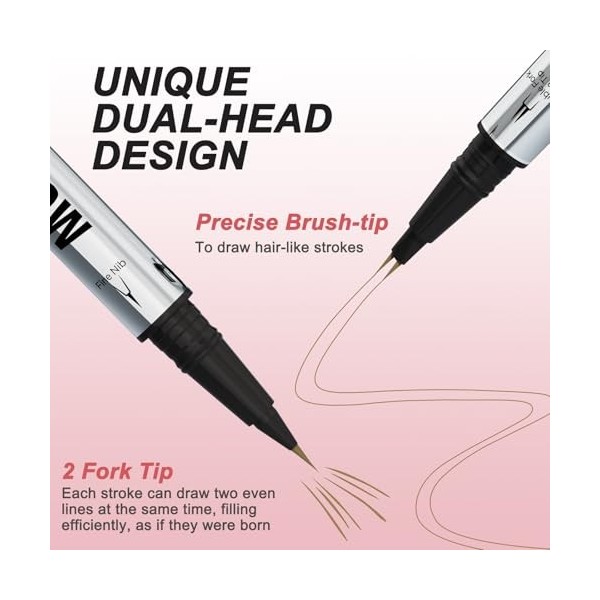 Crayon à Sourcils 3D Imperméable, Magique Crayon Sourcil Microblading avec 2 Pointes Fourchues, Crayon à Sourcils à Double Ex...