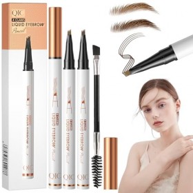 2 PCS Crayon Sourcil Waterproof, 3D Crayon Microblading Sourcil Longue Tenue Avec 4 Pointes Eyebrow Pencil Look Naturel Sourc