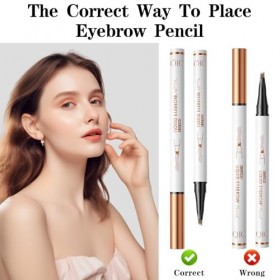 2 PCS Crayon Sourcil Waterproof, 3D Crayon Microblading Sourcil Longue Tenue Avec 4 Pointes Eyebrow Pencil Look Naturel Sourc