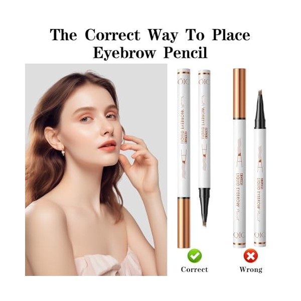 2 PCS Crayon Sourcil Waterproof, 3D Crayon Microblading Sourcil Longue Tenue Avec 4 Pointes Eyebrow Pencil Look Naturel Sourc