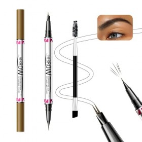 Boobeen Kit Stylo Sourcils Microblading, Stylo Liquide Double Face 2-en-1, 2 Embouts Micro-Fourchettes et Pinceau de Précisio...