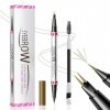 Crayon à Sourcils 3D Microblading, Crayon à Sourcils Liquide 2 en 1 à Double Extrémité avec 2 Pointes de Fourchette, Stylo à ...
