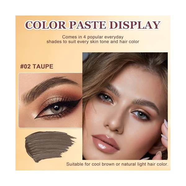 Crayon Sourcil 3D Waterproof, Crayon Microblading Sourcil Naturel Longue Durée, Carré Biseauté Goupillon Brosse à Sourcil, St