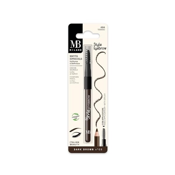 MB Milano - Crayon Sourcils - Double Embout Crayon + Brosse - DARK BROWN - Définit les Sourcils - Made in Italy Lot de 2
