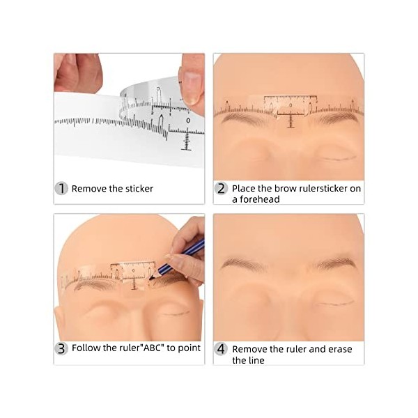 BAMTTOO Disposable Eyebrow Ruler Stencils Brow Ruler Sticker Microblading Adhesive Eyebrow Template Stencil Guide Measuring S