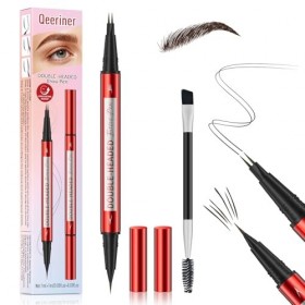 Crayon Sourcils Waterproof, Double Feutre sourcil Microblading Précision UltraFine, Effet Naturel, Longue Tenue, Brosse Inclu