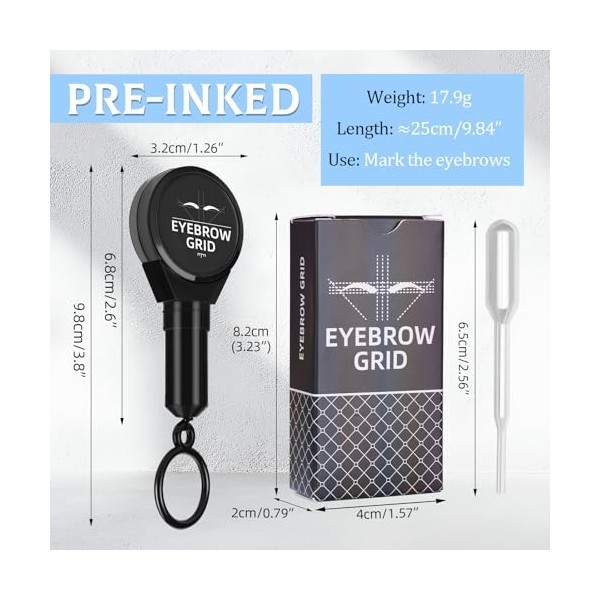 BAMTTOO Brow Mapping String pré-encré pour microblading String pour le marquage des yeux pour maquillage des sourcils noir