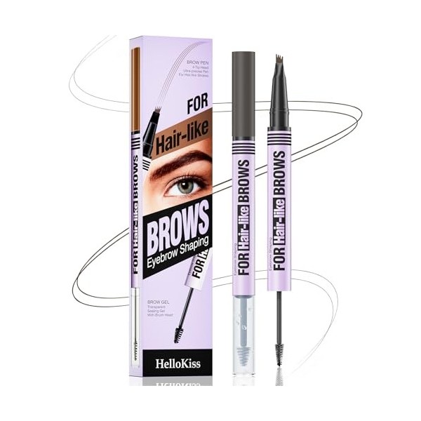 Stylo Double pour Sourcils à Pointe Ultra Précise - 4 Micro-Dents pour un Effet Microblading 3D Naturel - Tenue Résistante à 