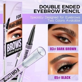 Stylo Double pour Sourcils à Pointe Ultra Précise - 4 Micro-Dents pour un Effet Microblading 3D Naturel - Tenue Résistante à 