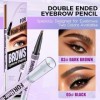 Stylo Double pour Sourcils à Pointe Ultra Précise - 4 Micro-Dents pour un Effet Microblading 3D Naturel - Tenue Résistante à 