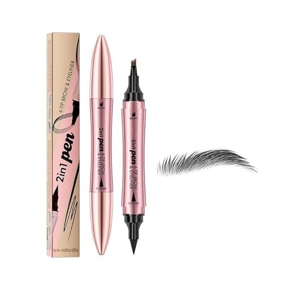XFSRG Crayon à Sourcils 2 en 1 Double Extrémité avec Eyeliner Stylo à Pointe Quadruple pour Sourcils et Eyeliner Dernier Maqu