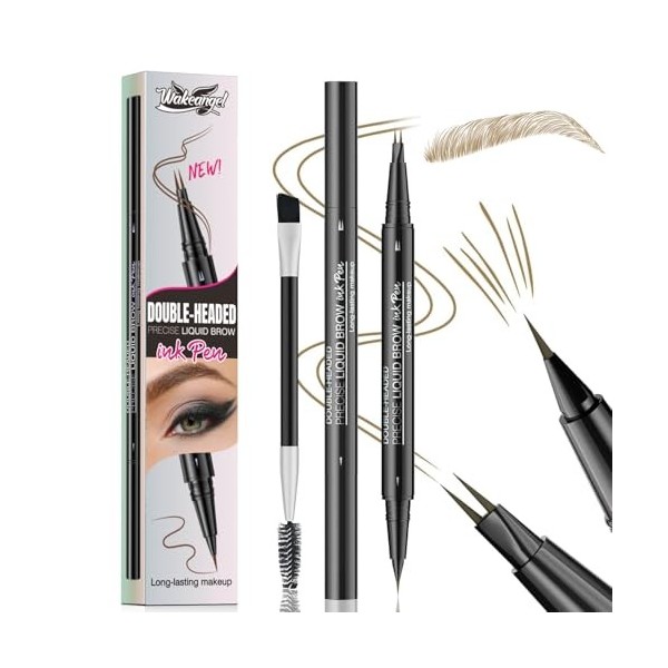 Crayon à sourcils liquide 2 en 1, Stylo à sourcils double pointe, Crayon Sourcil Waterproof,Magique 3D Micro Crayon Sourcils