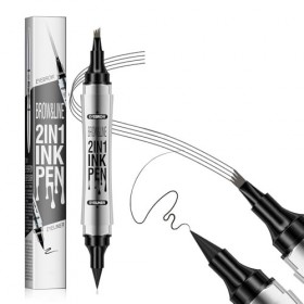 XFSRG Double Pointe 2 en 1 Crayon à Sourcils Eyeliner Liquide Longue Tenue Imperméable Précision Crayon à Sourcils Microbladi