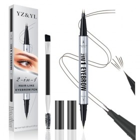 Crayon Sourcil YZ&YL, Double Embout Avec Micro-pointe à 2 Broches et Pointe Pinceau Précise, Stylo Sourcil Effet Poil, Imperm