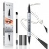 Crayon Sourcil YZ&YL, Double Embout Avec Micro-pointe à 2 Broches et Pointe Pinceau Précise, Stylo Sourcil Effet Poil, Imperm