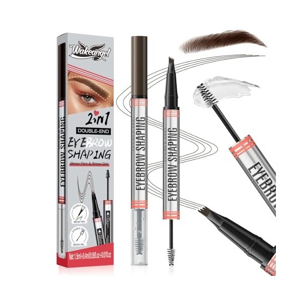 Crayon à Sourcil Magique 3D Waterproof, Micro Brow Pencil Avec 4 Pointes de Fourchette, Crayon Microblading Sourcil pour Sour...