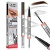 Crayon à Sourcil Magique 3D Waterproof, Micro Brow Pencil Avec 4 Pointes de Fourchette, Crayon Microblading Sourcil pour Sour...