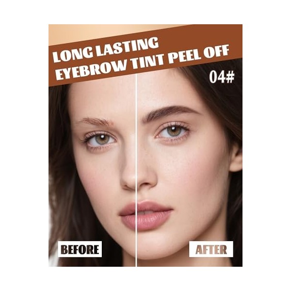 Gel Sourcils Peel Off, 2 Pcs Chocolat Teinture Sourcils Tattoo Longue Durée, Waterproof et Sans Bavures, Durée de Vie de 3 Jo