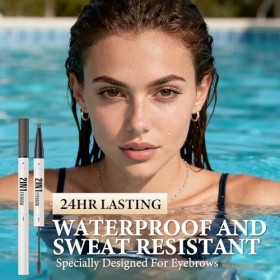 Crayon à Sourcils 3D Waterproof 2 en 1 - Double Embout Microblading 4 Pointes et Eyeliner Précis - Effet Sourcil Naturel Poil