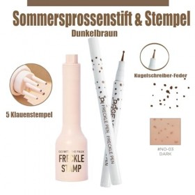 Kit de maquillage naturel pour taches de rousseur - Stylo Liquid Freckles et tampon à cinq points pour les taches dété 03 m