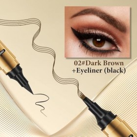 2 En 1 Crayon à sourcils liquide, 3D Tatouage Crayon à Sourcils Crayon Imperméable & Longue Durée Sourcil pour le Maquillage 