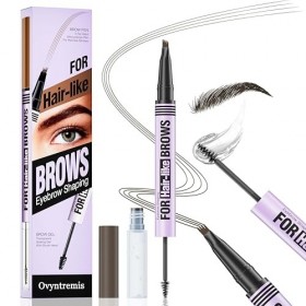 Crayon à Sourcils 3D Waterproof avec Pinceau Microblading, Crayon Précis pour Sourcils Naturels Longue Durée, Maquillage Rési...