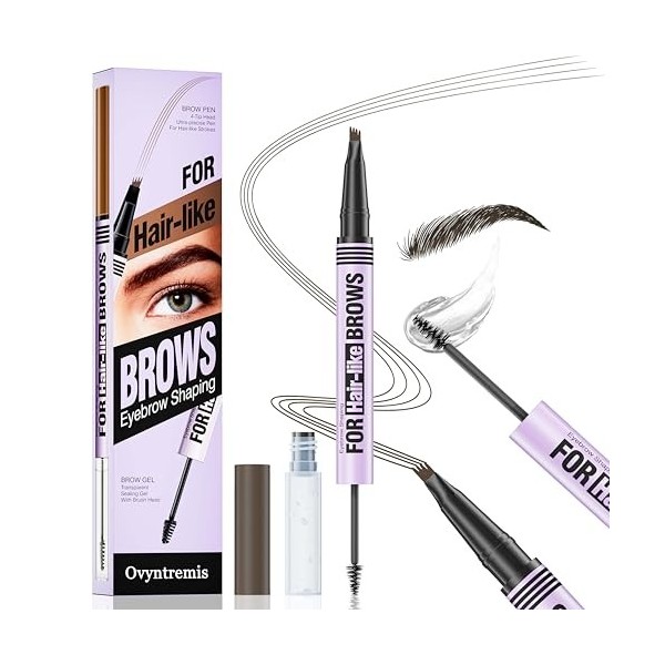 Crayon à Sourcils 3D Waterproof avec Pinceau Microblading, Crayon Précis pour Sourcils Naturels Longue Durée, Maquillage Rési...