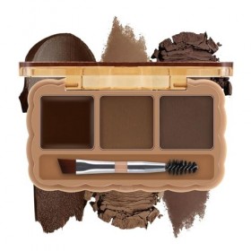 Boobeen Palette à sourcils, kit de poudre à sourcils 3 couleurs, pommade à sourcils avec brosse à double extrémité, kit de ma