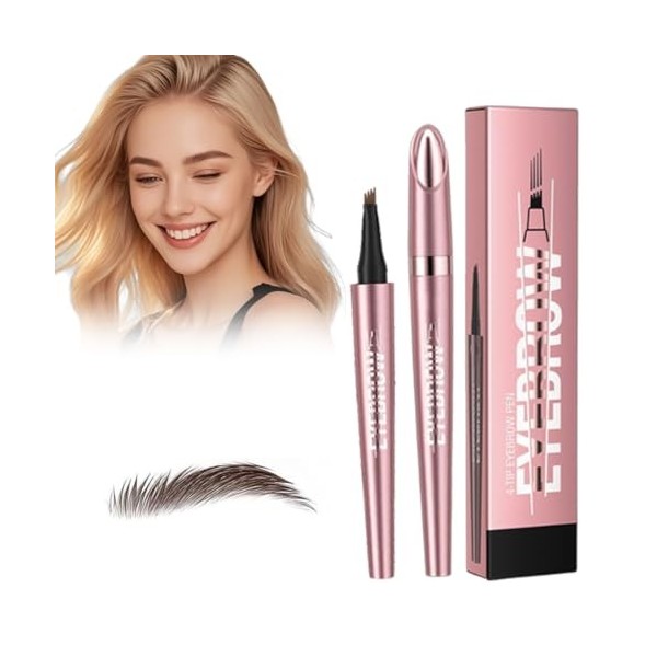 Crayon Sourcil Waterproof, Crayon à Sourcils Magique, Crayon à sourcils magique avec 4 pointes microfourchues, Eyebrow Pencil...