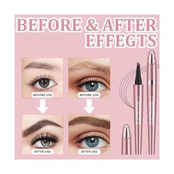 Crayon Sourcil Waterproof, Crayon à Sourcils Magique, Crayon à sourcils magique avec 4 pointes microfourchues, Eyebrow Pencil...