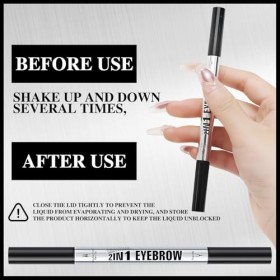 MOTIBACK Double tête Crayon Sourcil Micro-Fourchu à 2 Pointes Livré avec une brosse à sourcils et à cils - Imperméable Transp