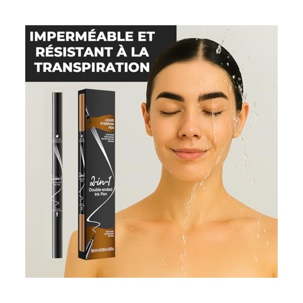 LAXISCREED Crayon Sourcil Waterproof Longue Tenue 2 en 1, Double Embout avec Crayon à Sourcil Microblading 4 Pointes et Eyeli...