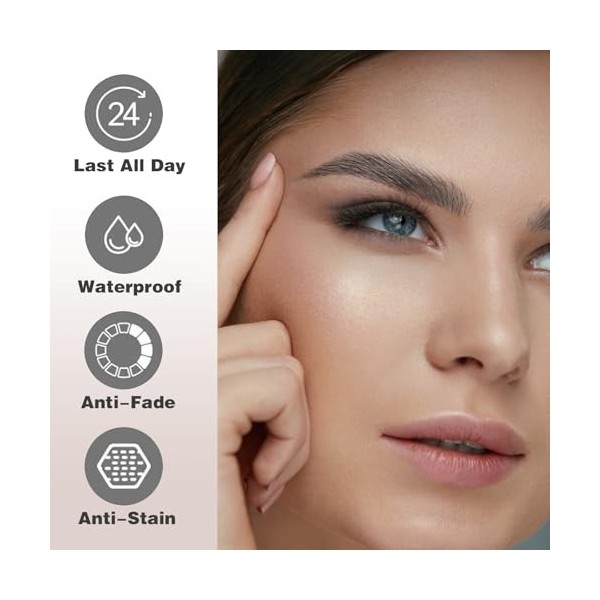 Crayon à Sourcils avec 4 conseils Imperméable à leau & Longue Durée Tattoo Brow, 3D Eyebrow Pencil, Crayon à sourcils à 4 po ...