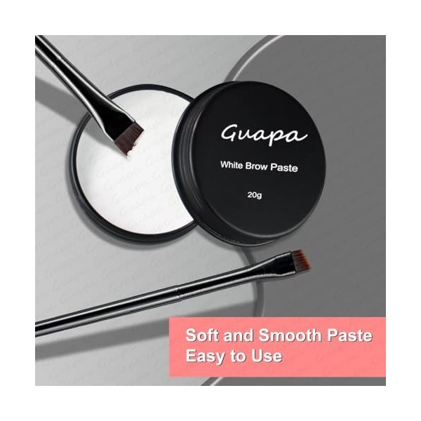 Lot de 2 pinceaux à sourcils blancs - Pâte de contour pour sourcils et lèvres - Aide au positionnement - Kit de 2 pinceaux à ...